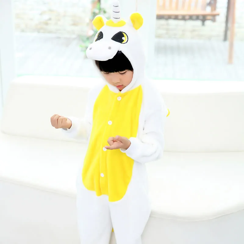 Для мальчиков и девочек Единорог одеяло Kigurumi пижамы для малышей с рисунками зверей из мультфильмов, костюм комбинезон для детей зима-осень