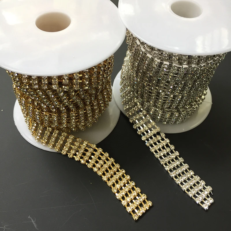 

10Yards Rose Gold Silver Gold Rhinestone Trim Chain Crystal Applique For DIY Crafts Accessories