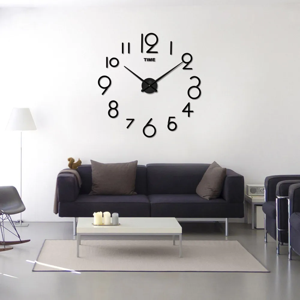 

1Pcs Hot Wall Clock Living Room DIY 3D Home Decoration Mirror Large Art Design High Quality Wall Clock 3d Sticker Home