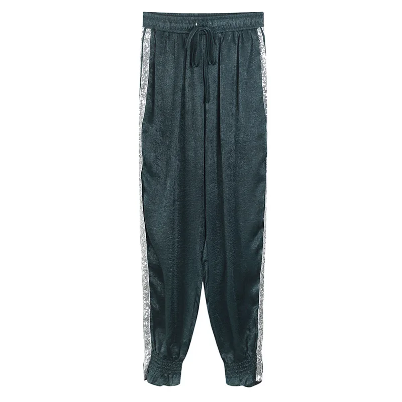 Streetwear Coreano Side Verano Alta Black Pantalones 2018 Slim Nuevo Cintura Gruiiceen Rebordear rosado Harem Bf6IpI