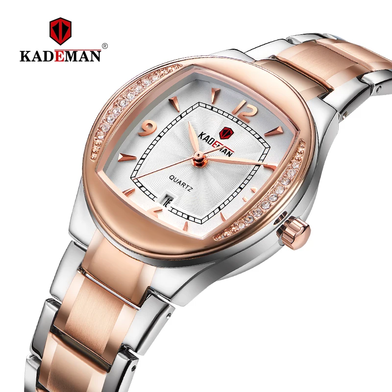 

Top Luxury Kademan Brand Ladies Watches Crystal Diamonds Fashion for Women Calendar Quartz Full Steel Wristwatch Waterproof 838