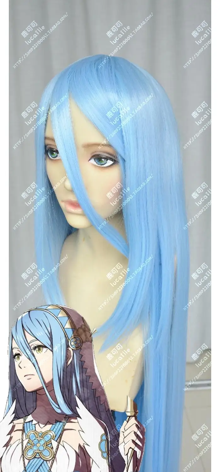 

Game Fire Emblem Fates Azura Cosplay Wig Long Light Blue Straight Heat Resistant Synthetic Hair Wigs + Wig Cap