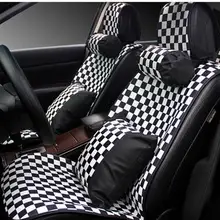 Четырехсезонная модная индивидуальная сетчатая льняная черно-белая силиконовая противоскользящая Универсальная автомобильная Крышка для сиденья