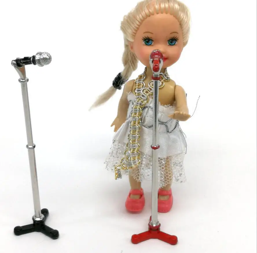 

Dollhouse miniature toy stand microphone model