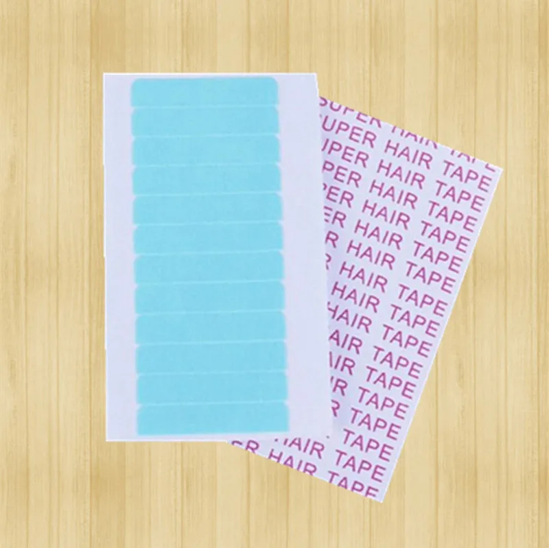 

Wholesale 1 sheets 12pcs 4cm*0.8cm Super Hair Tape Adhesive Double Side Tape for Remy Human Hair Tools for Wig Extension