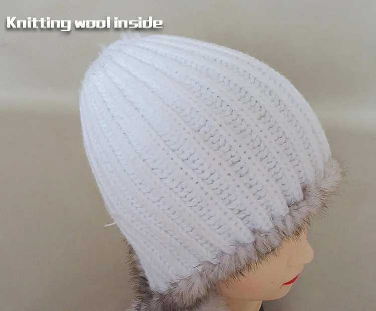 Новое подлинное натуральное вязаная норковая меховая шапка с лисьим меховым шаром женские модные зимние головные уборы ручной работы