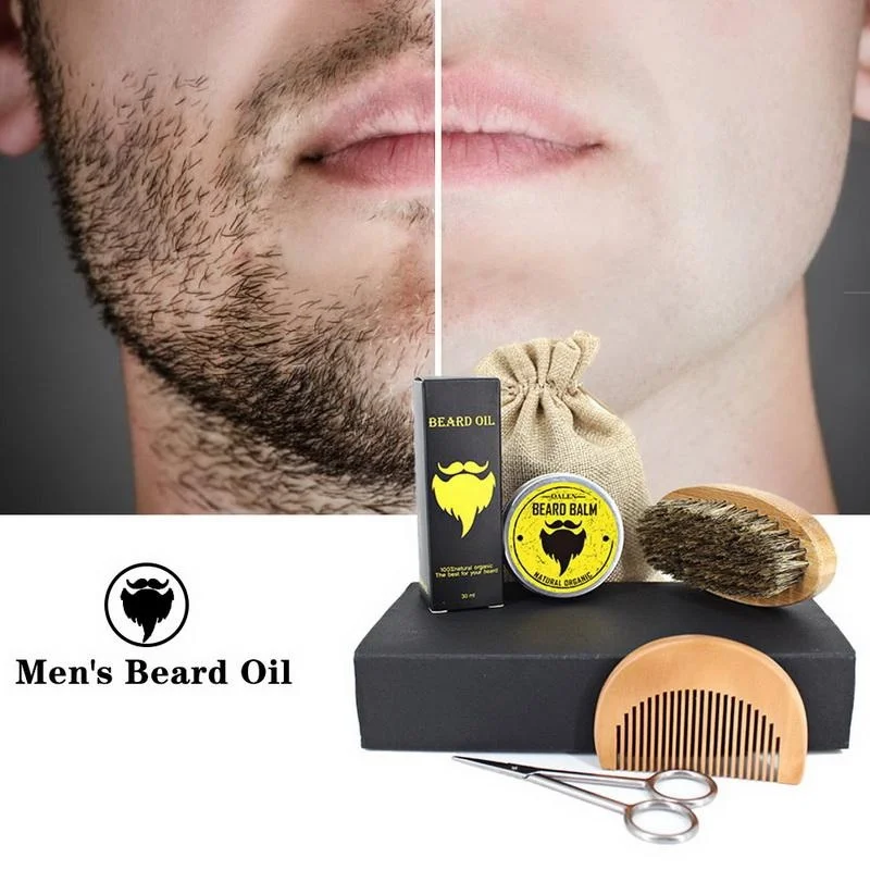 Комплект для бороды Uomini Crema усы Barba Kit con Baffi Pettine Sacchetto di immagazinaggio Pennello Olio