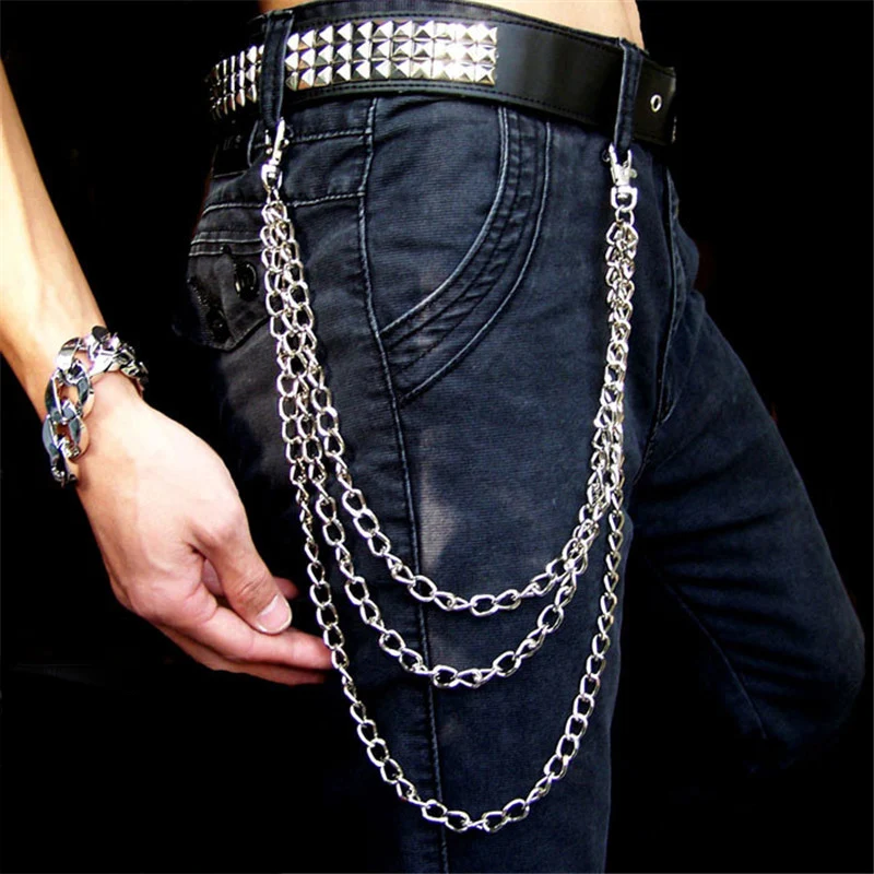 Fashion Punk Hip-hop Trendy leather Belts Waist Chain Male Pants