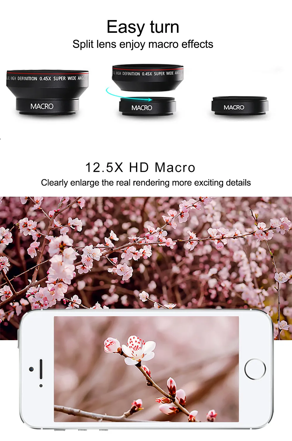 4K HD Wide Agnle Len And Macro Kit объектив мобильного телефона на смартфон камеры профессиональные внешние Объективы для iphone и samsung E