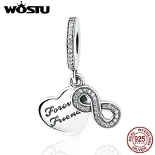 Venta caliente 100% de plata de ley 925 para siempre amigos cuelga los encantos aptos pandora original pulsera colgante auténtico regalo de la joyería