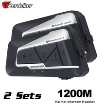 Free shipping 2pcs 1200m Bluetooth Headset Motocross Intercom Auto Answer FM Interphone Motorcycle Helmet Intercom Headset