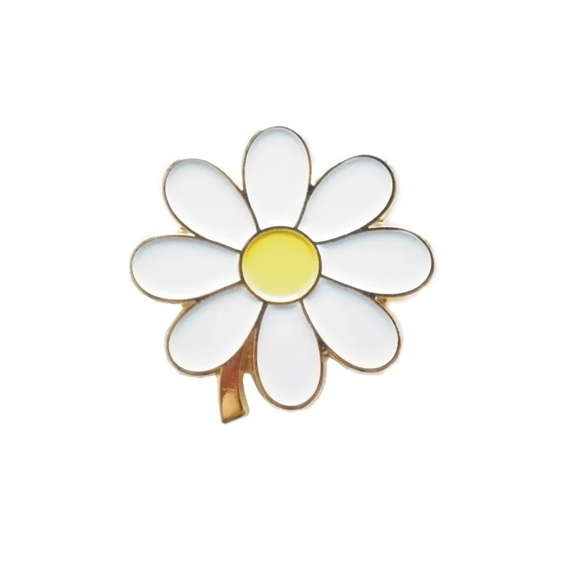 20 mm Daisy flower pin badge accessories (Iron+epoxy +butterfly button