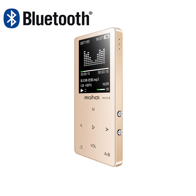 Металлический Bluetooth 4,1 MP3-плеер Bulit-in динамик с fm-радио/запись электронная книга портативный тонкий без потерь звук walkman - Цвет: Золотой