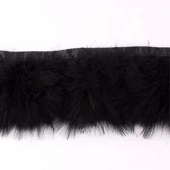 

10 meters black turkey marabou feather trim/trimming/ fringe/ribbon on boas tape 15-20cm Height Free Shipping!