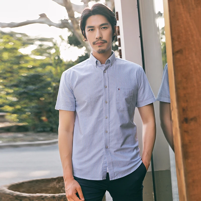 Thin Summer Men Shirt Short Sleeve 