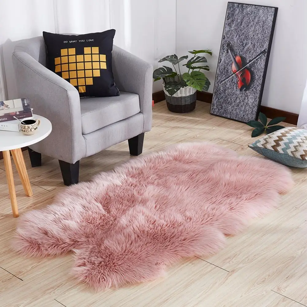 

Winter Solid Color Washable Soft Rug Carpet Floor Bed Mat Living Room Home Decoration