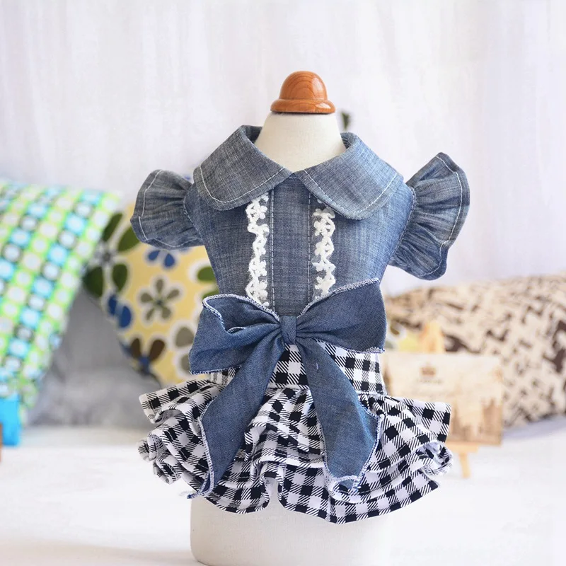 

Spring Summer Pet Dog Clothes Dog Denim Dress Jeans Skirt Small Dog Dress Cut Puppy Clothes For Chihuahua Yorkies Teddy