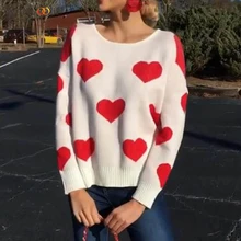 KANCOOLD женский свитер с круглым вырезом, пуловер с длинным рукавом, Вязанный свитер в форме сердца, топ с принтом, модный женский свитер 2019jul12