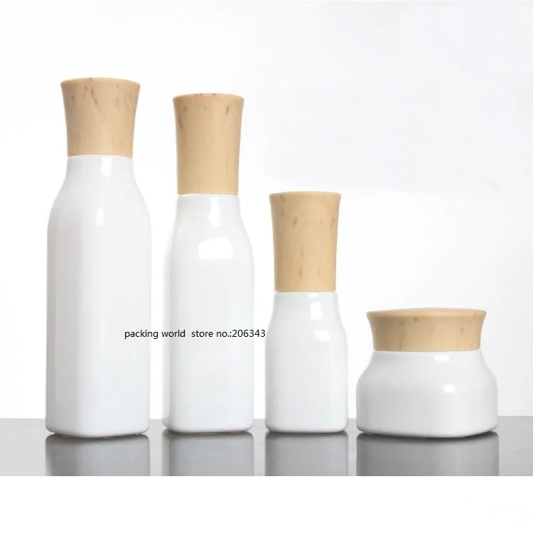 40 мл; Квадратная форма белая стеклянная бутылка с навинчивающейся крышкой для лосьон/эмульсия/сыворотка/Фонд/тонер/вода косметика для
