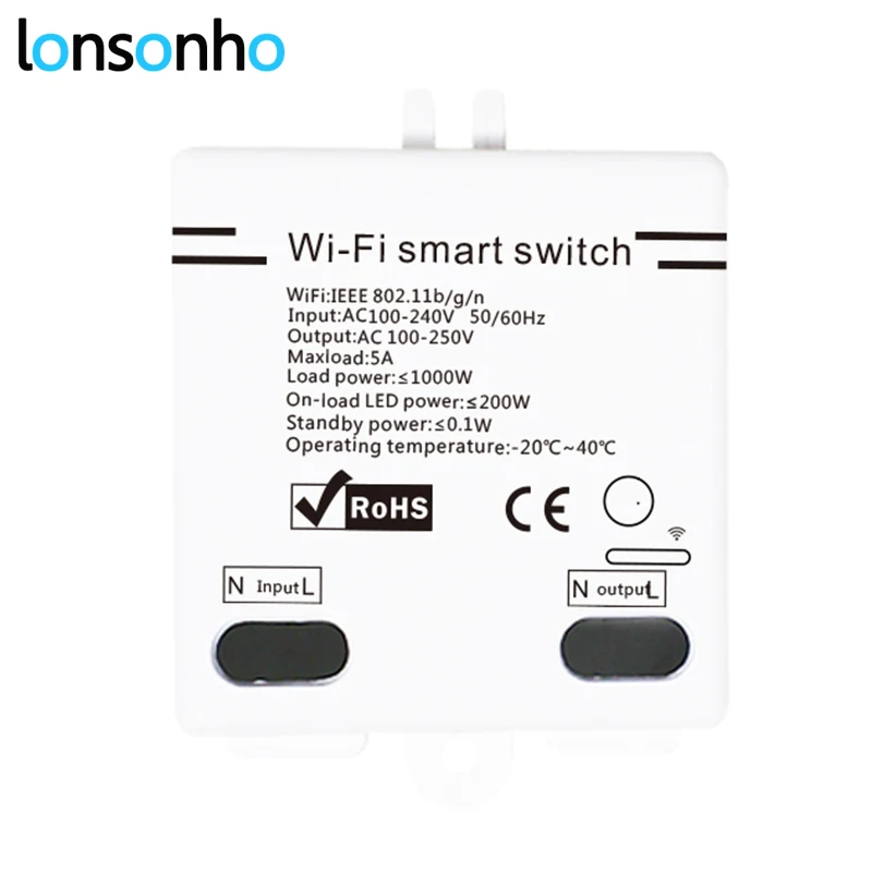 

Lonsonho Smart Wifi Switch DIY Relay 5A Smart Home Automation Modules Wireless Control Works with Alexa Google Home Mini IFTTT