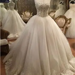 BRITNRY Милое Свадебное Платье 2018 Тюль с бисером с кристаллами роскошное свадебное платье на шнуровке сзади цвета слоновой кости белое