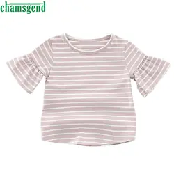 CHAMSGEND лето для новорожденных платье для девочек в полоску с расклешенными рукавами футболка одежда для девочек 2 июня P30