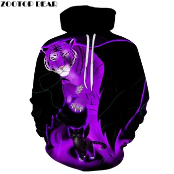 

Tiger And Cat 3D Printed Mens Pullover Sweatshirt Pullover Casual Hoodie Men Streetwear Sweatshirt Fashion Hoodie ZOOTOP BEAR
