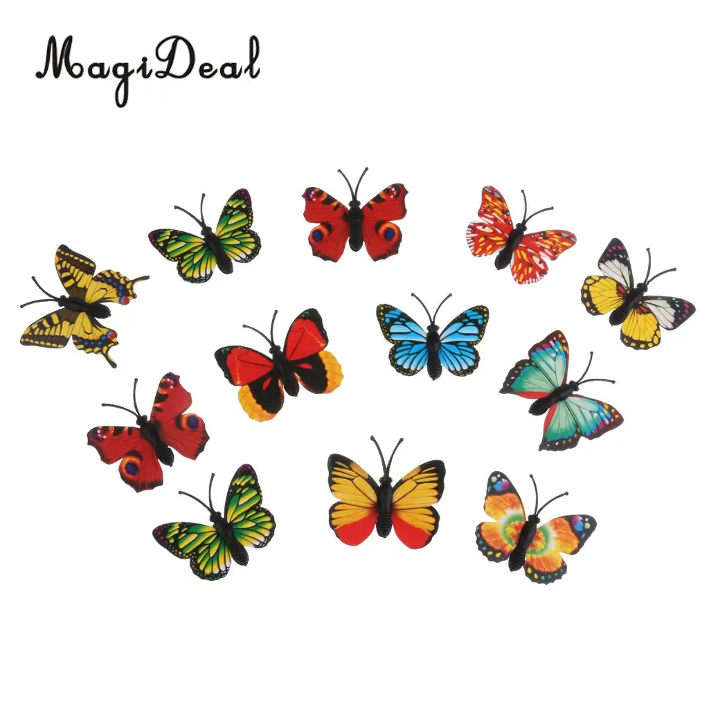 MagiDeal 12 шт./упак. имитация пластиковых бабочек фигурки животных модель для