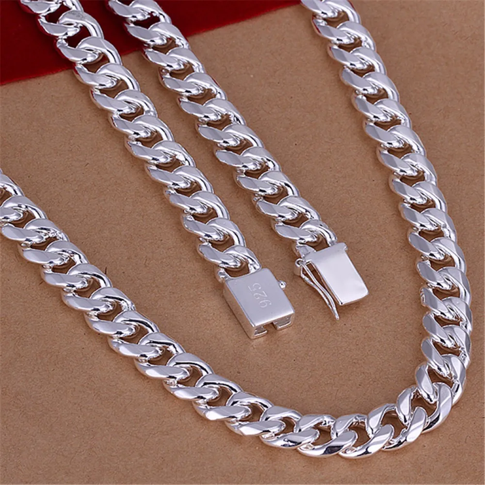 9-925 Sterling Silver Men Jewelry 24 inches Choker Statement Necklaces Women Vintage Collier Colar Bijoux Collares kolye QA0711
