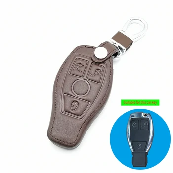 

Leather Car Key Case Cover For Mercedes Benz W203 W210 W211 W124 W202 W204 W212 W176 Accessories 3 Buttons Key Chain AMG
