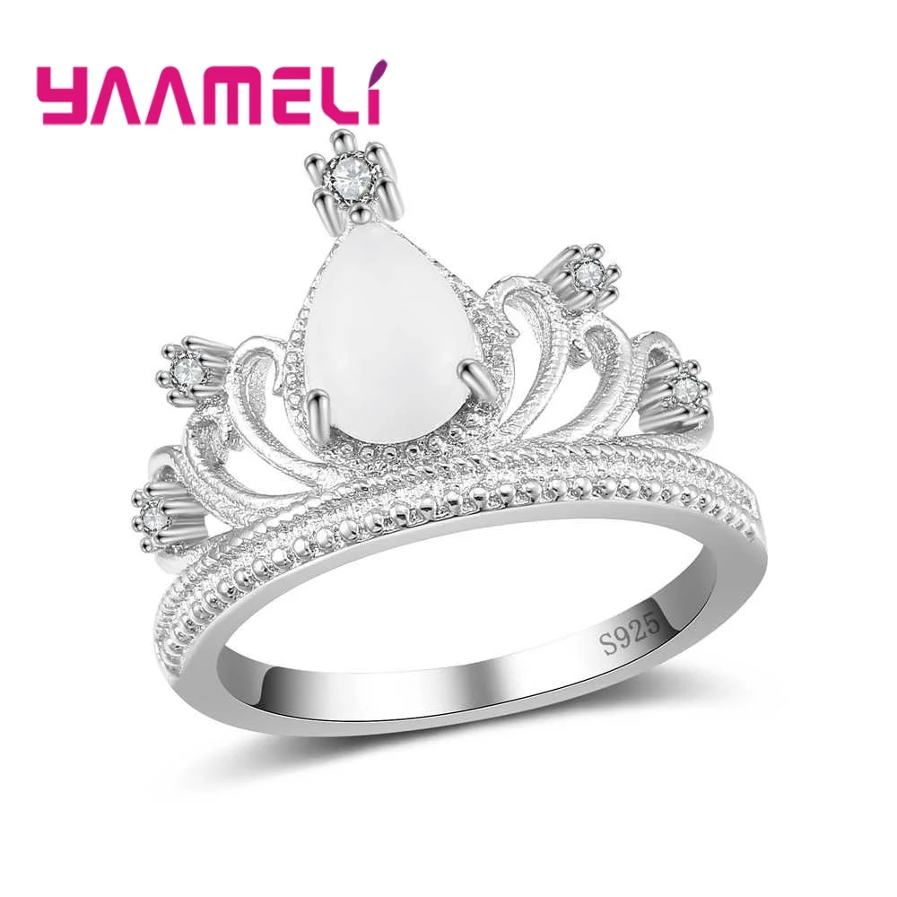 Le Donne Della Principessa Corona Diserbo Anelli Di Barretta Di Disegno Speciale A Forma Di Goccia D'Acqua Opale Gioielli Sereno Cubic Zirconia Regalo