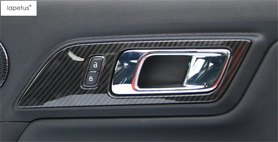 

ABS ! Accessories For Ford Mustang 2015 2016 2017 Carbon Fiber Style Inner Car Doorknob Handle Bowl Molding Cover Kit Trim 2 Pcs