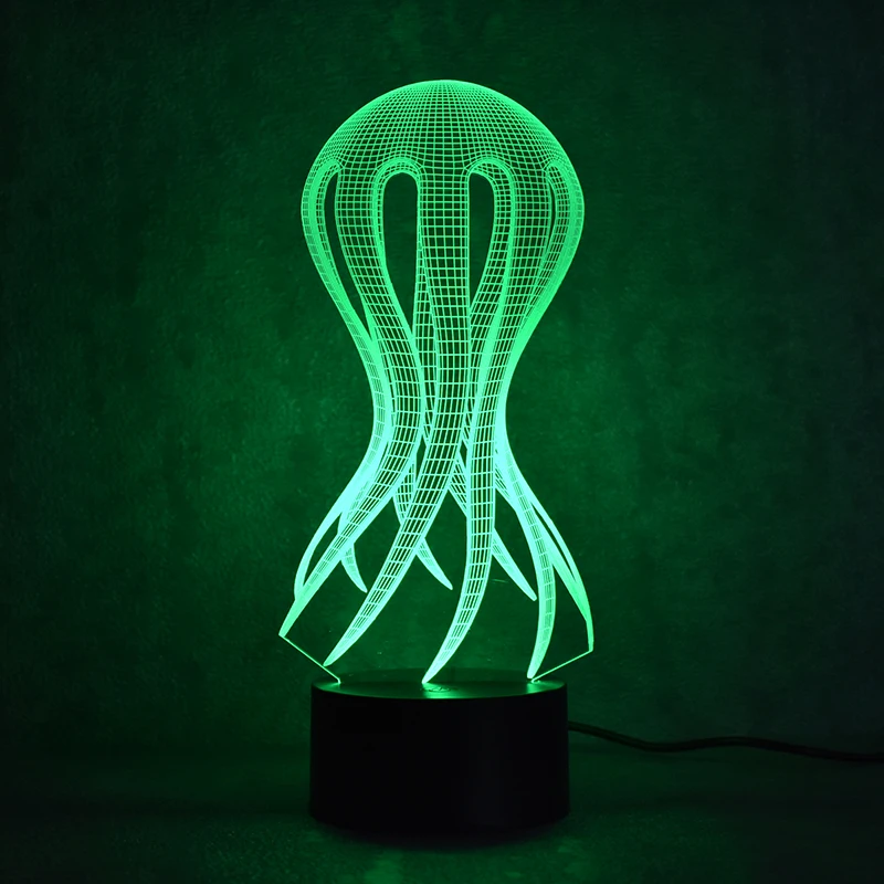 3D светодио дный USB светодиодный визуальный креативный ночник модный спальный ночник настольная лампа Осьминог медузы лампа Декор Lampara светильник