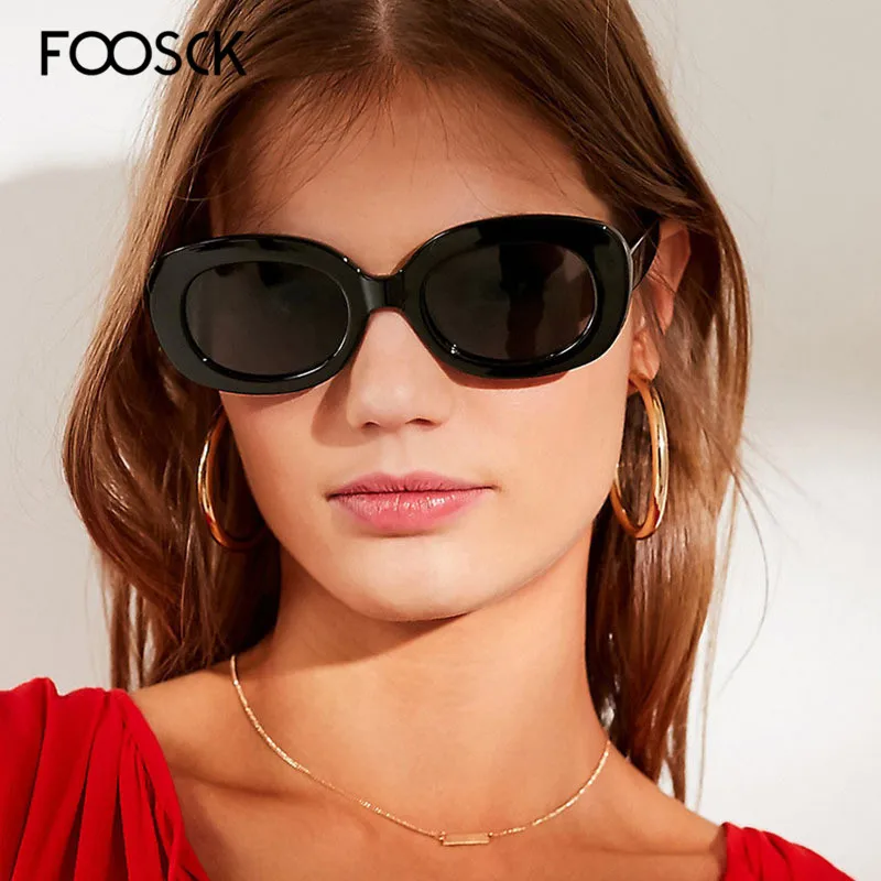 

FOOSCK Men Women Oval Sunlasses UV400 Protection Sexy Ladies Vintage Gradient Leopard Glasses Retro Shades