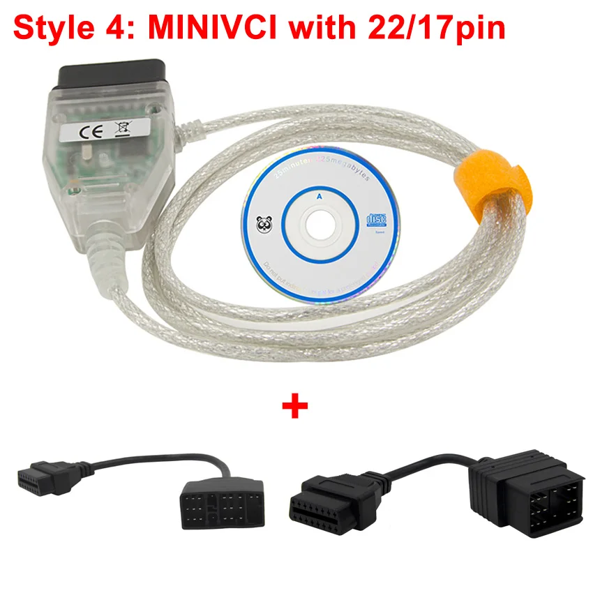 Мини VCI V14.20.019 для TOYOTA 22Pin 17Pin TIS Techstream minivci FTDI для J2534 OBD OBD2 автомобильный диагностический инструмент Авто сканер кабель - Цвет: with 17Pin and 22Pin