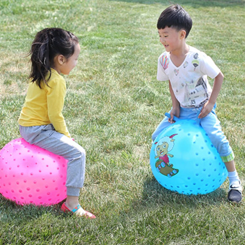astounding  45cm rubber bouncing jump balls inflatable massage horn toy children Jumping balloon game sports ou