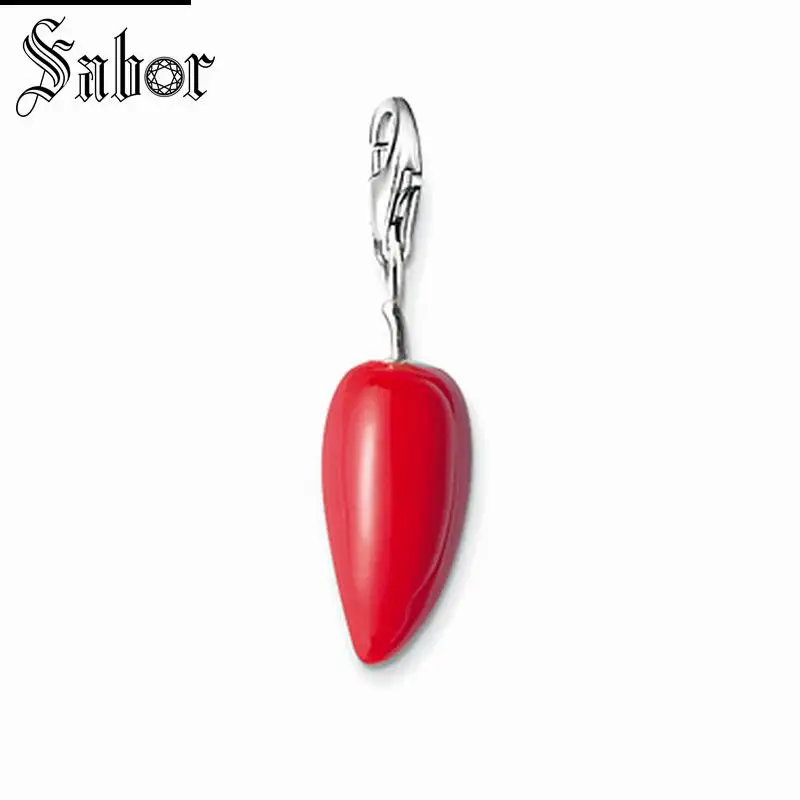 

thomas Red Chili Hot Charm Pendant,2019 Fashion Jewelry For Women Girls,womens Gift 925 Sterling Silver Fit Bracelet charms