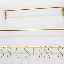 Латунная Заказная латунь штанга кухня стержня декоративный медный стержень полка для кухонной утвари крюк 31/41/51 см