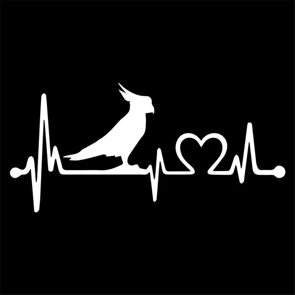 Cunymagos 20.3cm9.5cm Parrot Cockatoo Bird Heartbeat Lifeline Car Sticker Car Styling  (4)