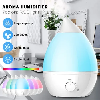

3.4L 25W Essential Oil Diffuser Ultrasonic Mist Humidifier Air Purifier 7 Color Change LED Light Home Air Conditioning Appliance
