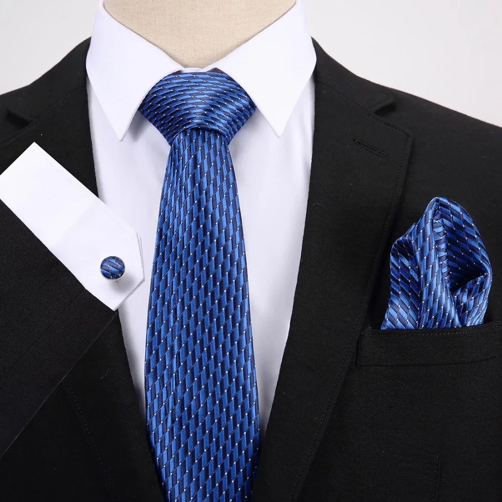 

Men Jacquard Neck Ties Set Paisley Cufflinks New Groom Wedding Party Tie Necktie Pocket Square Handkerchief Hanky