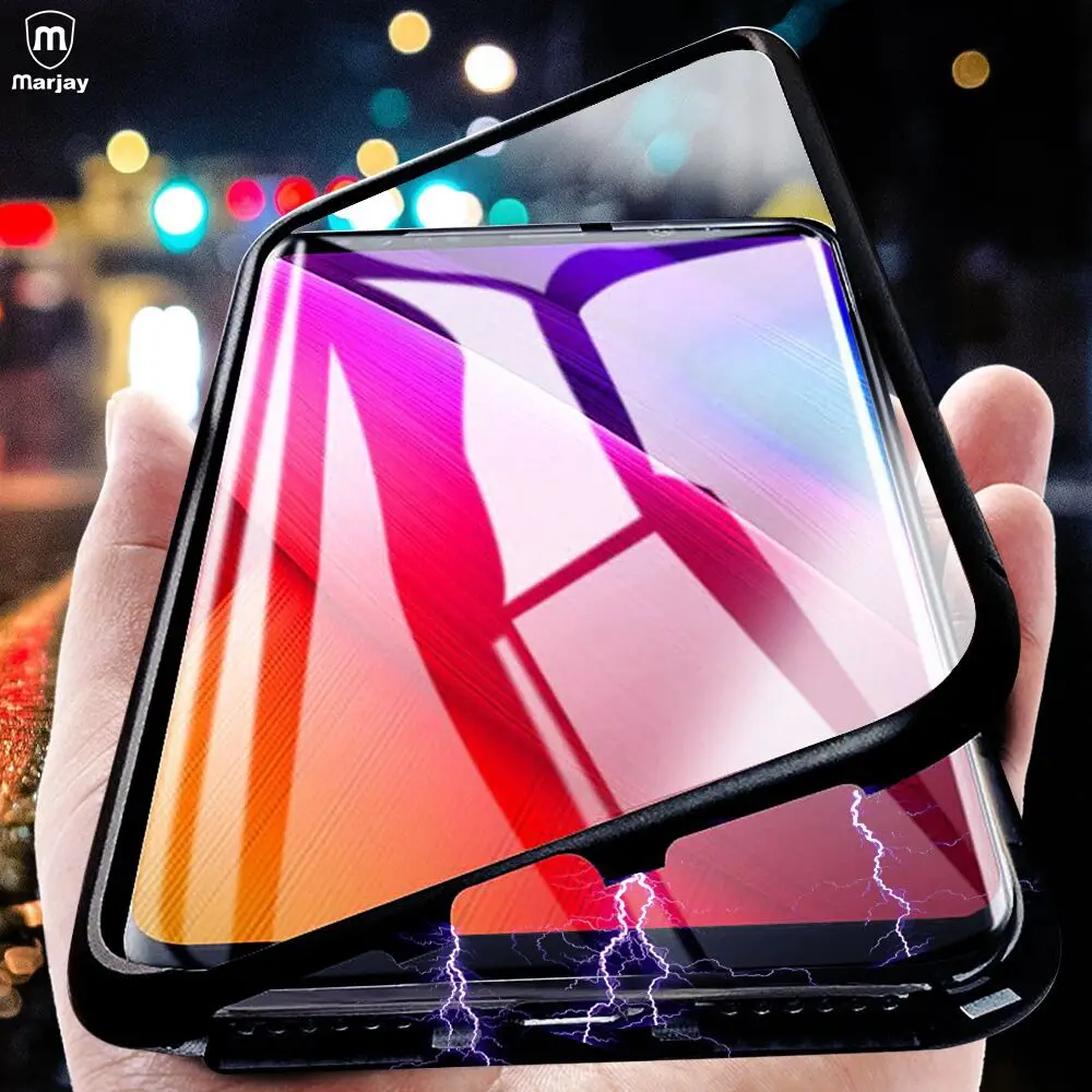Magneto Magnetic Adsorption Metal Glass Case for Samsung Galaxy S8 S9 Back Cases Cover Plus S7 Edge Note 8 |