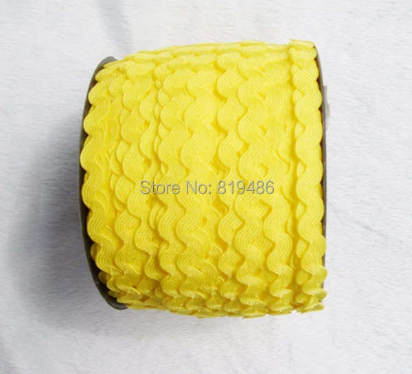 

Free shipping 10Yards 1/2cm width Yellow RICRAC polyester ribbon on clothes&Bra Accessories Sewing Trim