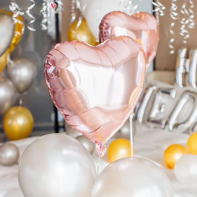 10 шт./лот, 18 дюймов, розовое золото, сердце, фольгированные воздушные шары, украшение для свадьбы, дня рождения, вечеринки, для детского душа, подарки на день Святого Валентина