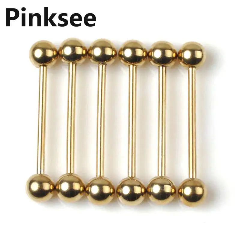60pcs Lots Body Jewelry Fake Lip Labret Tongue Barbell Ring Gold Piercing Titanium Pierce Bulk