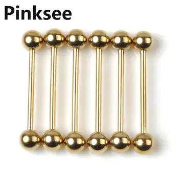 

60pcs Lots Body Jewelry Fake Lip Labret Tongue Barbell Ring Gold Piercing Titanium Pierce Bulk Unisex Jewelry Hot Wholesale