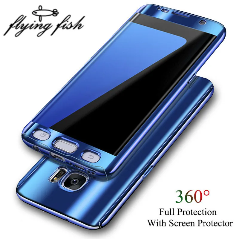 

Luxury Case For Samsung Galaxy S7 Mirror Protection Shell PC Hard Full Cover For Samsung S7 Edge With Screen Protector Film