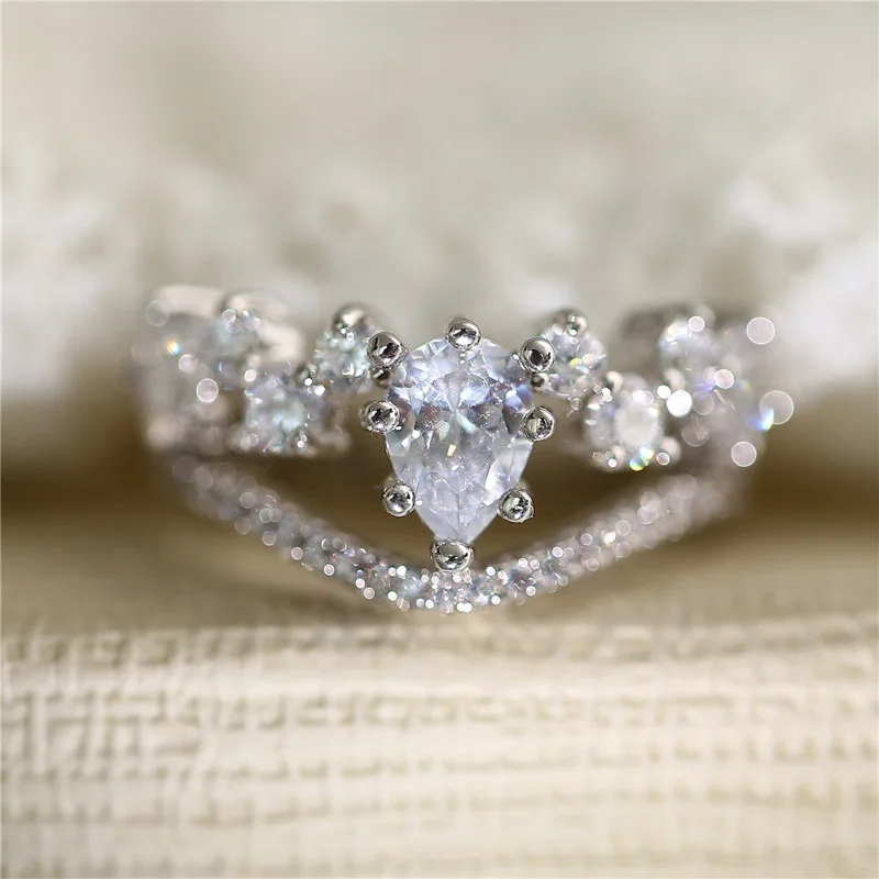 Симпатичные Boho Женская queen кольцо Корона Винтаж 925 серебряные обручальные кольца для Женская циркониевая обручальное кольцо с камнем, подарки ко дню Святого Валентина