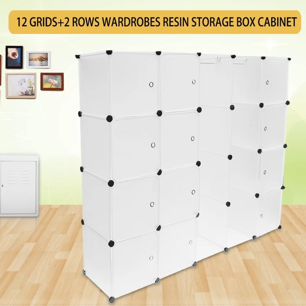 12 شبكات + 2 صفوف خزائن بسيطة الراتنج صندوق تخزين مجلس الوزراء DIY تجميعها اضافية كبيرة سحرية الطفل خزانة خزانة المنظم