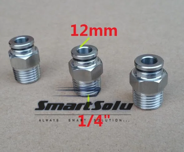

Free shipping 10pcs/lot 12MM Tube Size 1/4" Thread stainless steel push-in fitting Threaded pipe fittings pneumatic fittings